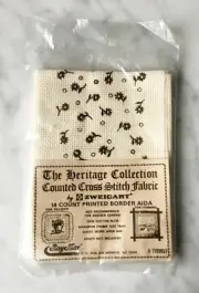 Zweigart 14 Count Printed Border Aida Ivory/Brown Cross Stitch Fabric 15" x 15"
