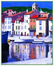 Houses by Harbor Cassis France by Francis Cadell Counted Cross Stitch Pattern