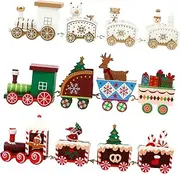 3pcs Christmas Wooden Train Christmas Kids Toy Train Sculpture Christmas Railway Train Wooden Christmas Train Xmas Train Ornament Kids Suit Craft Decor Small Train Child Doll
