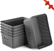 Small Storage Bins Plastic Storage Baskets Set of 6 Sturdy Small Pantry Organize