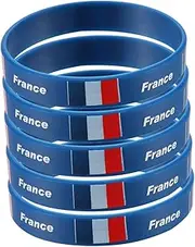 Flag Printed Silicone Wristband Set of 5 France Wristband for Sports Festivals and Matches