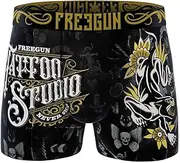 [FREEGUN] Mens Microfiber Skull Boxer Shorts, Tatoo76, Large