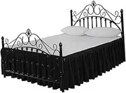 CRILSTYLEO Black Dust Ruffle for Queen Size Bouffancy Bedding Pleated Skirt Home Decoration Bed Accessories