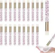 MEKEET 20PCS Pink Lash Extension Cleanser Nylon Bristles Lash Cleanser and Make Up Brush Cleaner Lash Shampoo Brushes Glitter Crystal Eyelash Blackhead Removing