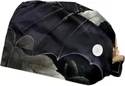 [YTYVAGT] 2-Pc,Scrub Bouffant Caps,Workout Hat with Sweatband Headgear for Women,Animal Bat Butterfly Art Illustration