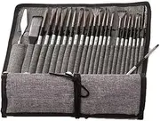 24 Piece Acrylic Art Paint Brush Set, Enhanced Synthetic Brush with Canvas Roll and Palette Knife, 24 Different Sizes with Organizing Case for Watercolor, Acrylic, Oil, Gouache Painting