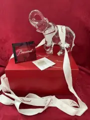 NIB FLAWLESS Stunning BACCARAT France Glass Crystal ELEPHANT TrunkUp HUGE Figure