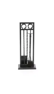 NEW - Style Selections - Black Steel 4-Piece Fire Place Tool Set 29"