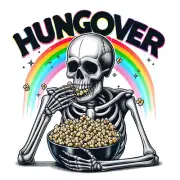 Skeleton Goth Sticker 4" Sarcastic Quote Hungover Hungry Munchies Pop Corn