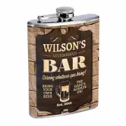 Vintage Bar Sign D6 Flask 8oz Stainless Steel Hip Drinking Whiskey