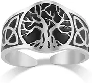 [Dreamtimes] Tree of Life Ring for Men Women Adjustable Vintage Ring Stainless Steel Ring Yggdrasil World Tree of Life Rings Viking Celtic Knot Ring Amulet Religious Jewellery