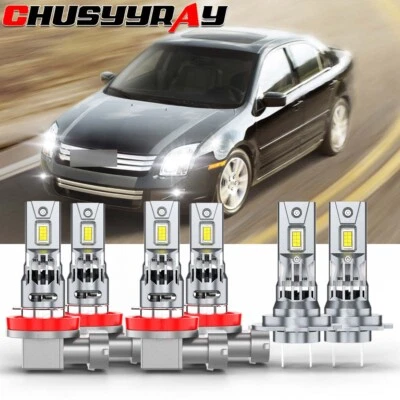 For Ford Fusion 2006-2016 - 6x 6000K White Light Front Bulbs Fog Light Combo