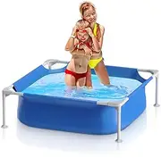 Sunrio 4ft x 12in Square Above Ground Swimming Pool with Plastic Frame for Kiddie Swimming Playing Outdoor Backyard Garden