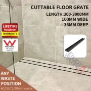 300-3900mm Matt Black Tile Insert Shower Grate Floor Waste Drain Indoor Outdoor
