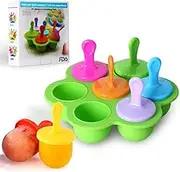 Mini Silicone Popsicle Mold, 7-Cavity DIY Ice Pop Mold with Colorful Plastic Sticks, Popsicle Makers for Egg Bites, Lollipop and Ice Cream Mould, Food Storage Container, Non-Stick Ice Cube Trays (Green)
