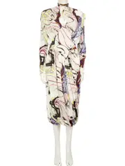 Draped Abstract Pattern Midi Dress