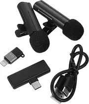 BUGUUYO Wireless Clip Microphone for Interviews and Live Streaming Noise Cancelling Condenser Mic Dual Device Functionality for Content Creators and Video Recording