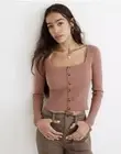 Madewell Faded Mauve Rosseau Square-Neck Crop Cardigan Top EUC NB369 Womens XXS