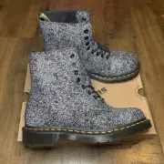 Dr. Martens 1460 Pascal Boots Black Splattered Chaos Textured Womens 9 Mens 8