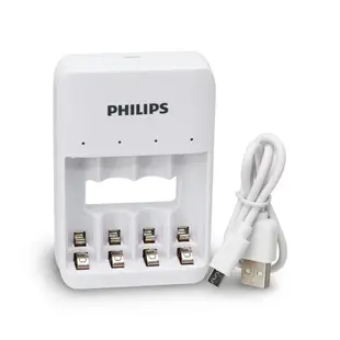 PHILIPS飛利浦 USB鎳氫充電電池4槽充電器 四號電池 充電池 環保電池 充電器