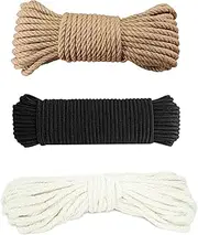 Jute Hemp Rope Macrame Cord Nylon Rope，Thick Cotton Cord Rope Nylon Cord Jute Rope，Strong Garden Twine Jute String for Gardening, Bundling, Cat Scratcher, Decorating，Camping (6MM-20M)