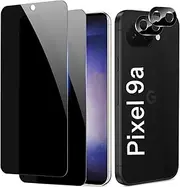 (2+2PCS) RUNGOS for Googlepixel 9a Privacy Screen Protector Tempered Glass, with Camera Lens Protector [2.5D Full Coverage] Anti Spy Privacy Screen for Googlepixel 9a Screen Protector Anti Peep