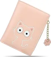 [conisy] Cute Women's Small Thin Bifold Leather Wallet with RFID Protection, Girls with Zip Coin Compartment, pink, 11,5 x 9 x 1,5 cm, Casual