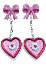 Betsey Johnson BABYCAKES Gold Tone Faux Pearls Shaped Cake Drop Earrings NWT