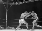 Archie Moore Punching Rocky Marciano 1955 Old Boxing Photo
