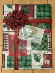 Vtg Tablecloth Flannel Tablecloth Sultan's Linens 52" X 52" Christmas New