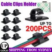 UP 200X Cable Clips Holder Tidy Adhesive Home Car Wire Tie Fixer Drop Clamp Cord