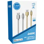 Laser MFi Lightning to USB-A Glitter Cables 2 Pack - Gold/Silver