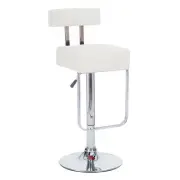 NEW! "LEATHER" BAR/COUNTER STOOL ADJUSTABLE - WHITE BARSTOOL - BLOK -SET OF 2