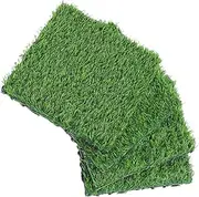 Artificial Grass Rug 4 Pieces Realistic Grass Pad for Patio Balcony Outdoor Artificial Turf Easy Maintenance Synthetic Lawn Rug (30x30cm)