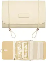 OutSpry Roll-Up Makeup Bag 4 Detachable Zippered Storage Bags Cream White ~NEW