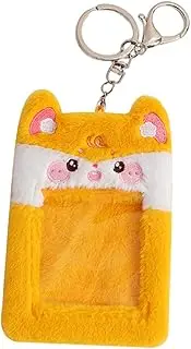 AUTSUPPL Cartoon Frog Id Holder Plush Card Sleeve Bus Card Holder Keychain Fabric