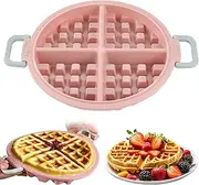Silicone Waffle Mould-4 Cells Baking Pan Triangle Shape Non-Stick Cake Baking Tray Loaf Pan, Reusable Waffle Maker Pancake Muffin Mold, Flexible Bread Mold Kitchen Tool (Pink)