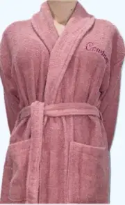 MAUVE PINK, Light Weight, Terry Towelling Cotton Bathrobe