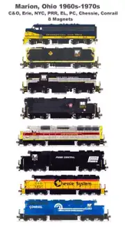 Marion, OH C&O, Erie, NYC, PRR, EL, PC, Chessie, Conrail 8 magnets Andy Fletcher