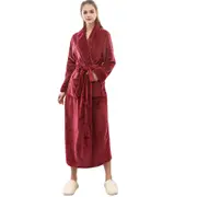 Womens Robe Long Plush Bathrobe Fleece Sherpa Shaggy Spa Robe