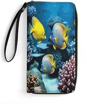 [BFGWK] Large Wallet, Novelty, Tropical Fish Print, Long Zipper Wallet, Leather Wallet Suitable for Men and Women, Style, 7.8"x4.1", Style, 19.7x10.5cm
