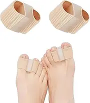 Gel Toe Separator, Tube Bandages, 2 Pcs Silicone Toe Stretcher, Hallux Valgus Correction, Gel Big Toe Spacer with 2 Loops, Double Hole Toe Orthosis for Bunion Pain and Overlapping Toes, Women and Men