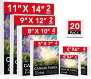 ESRICH Canvas Boards for Painting 20 Multi Pack Paint Canvas Panels 11x14, 9x12,