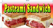2' X 4' VINYL BANNER PASTRAMI SANDWICH WITH CHEESE NEW FULL COLOR BIG SIGN!