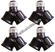 4X Dual Bulb Socket Adapter 1 to 2 Converter 2 Socket Outlet Lamp Splitter BROWN
