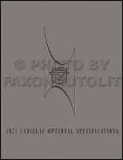 1971 Cadillac Optional Specifications Book 71 Deville Eldorado Calais Fleetwood (for: Cadillac)