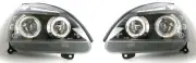Headlights Lamp Assembly Black Angel Eye Projector For Renault Clio 2001-2005