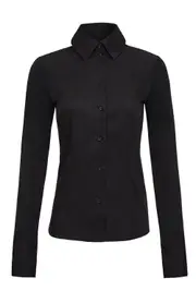 Anatomie Alida Button Down Poplin Shirt in Black at Nordstrom, Size Small