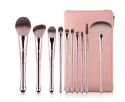 11PCS Crown Handle Cosmetic Brushes Professional Portable Cosmetic Brushes - PINK
