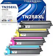 TN258XL Toner Cartridges Replacement for Brother TN258XL Toner Cartridges Printer Toner TN258XL V XXL Use with MFC-L3780CDW HL-L3280CDW HL-L3220CDW HL-L3295CDW (1BK, 1C, 1M, 1Y)